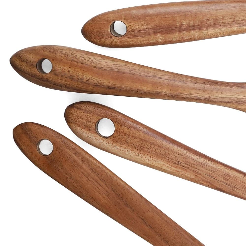 Kitchen Utensils Wooden Cooking Utensils Set 4 Pieces Spatula Slotted Spoon Strainer Spoon Salad Fork