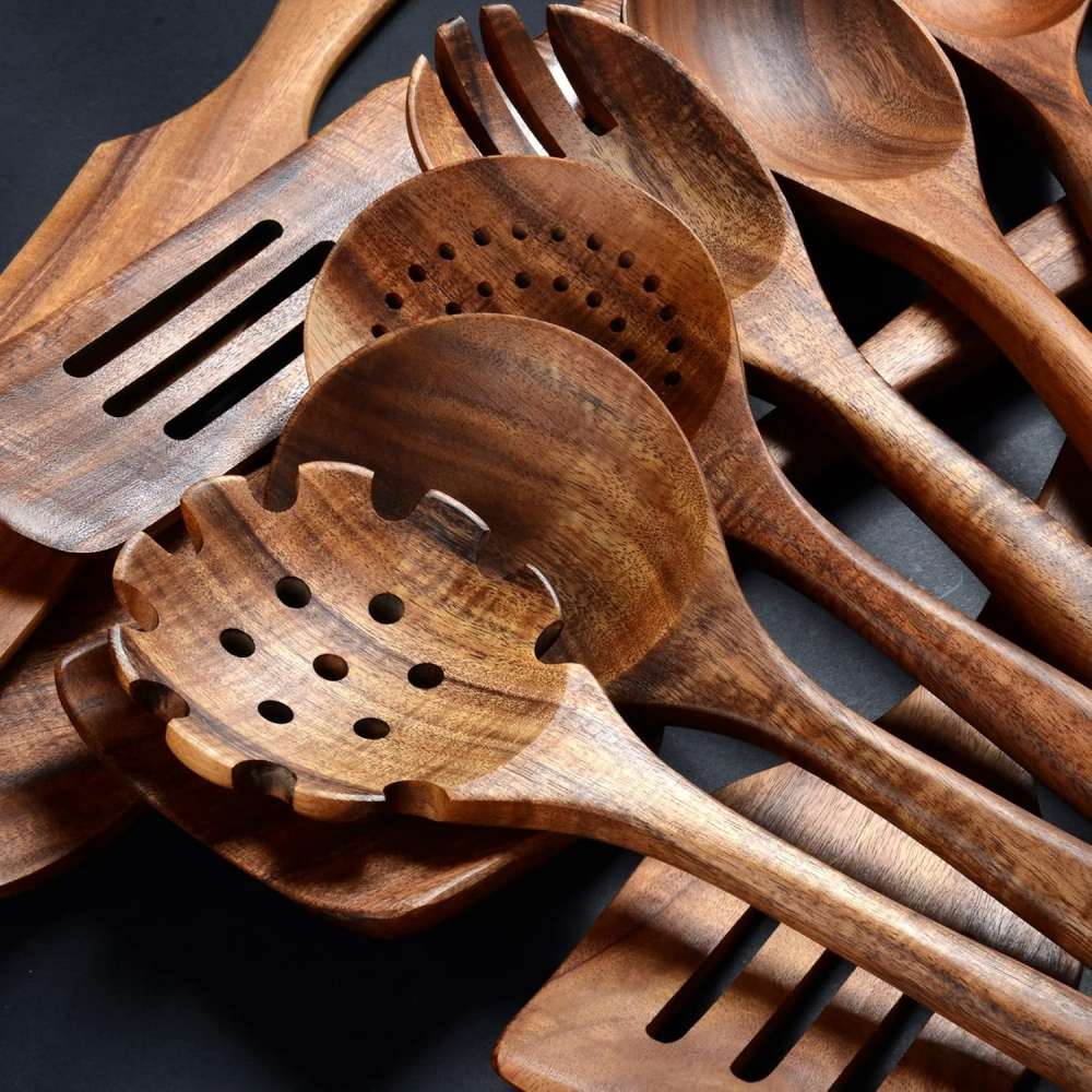 Kitchen Utensils Set Wooden Utensils for Cooking 7Pcs for Kitchen Tool Wooden Cooking Spoons