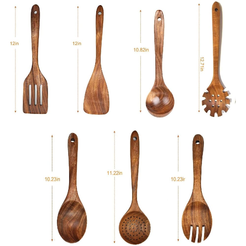 Kitchen Utensils Set Wooden Utensils for Cooking 7Pcs for Kitchen Tool Wooden Cooking Spoons